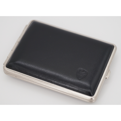 2nd Choice: GERMANUS Cigarette Case Metal with Leather Application - Made in Germany - Design Leather II