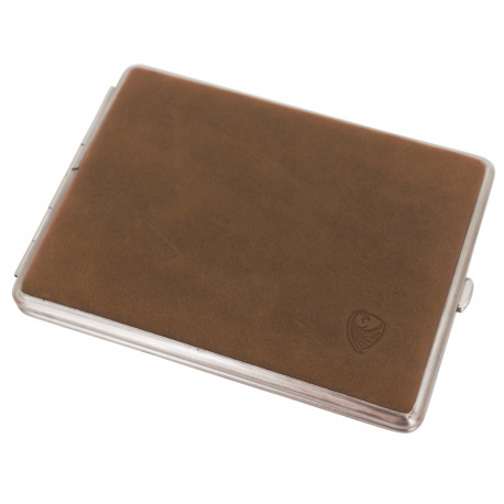 GERMANUS Cigarette Case Metal with Calf Leather Application - Made in Germany - Design Wild Bull