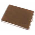 GERMANUS Cigarette Case for Unfiltered Cigarettes , Metal with Calf Leather Application - Made in Germany - Design Wild Bull