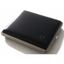 2nd Choice: GERMANUS Cigarette Case Metal with Leather Application - Made in Germany - Design Leather Black 100 mm