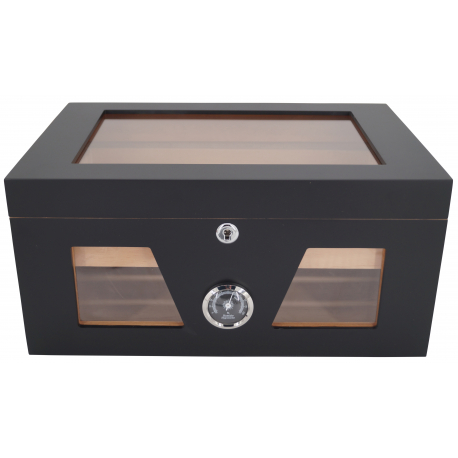 Humidor Chest with Windows on Side Black