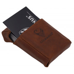 GERMANUS Business Card Case - Hand Made in EU, Leather brown