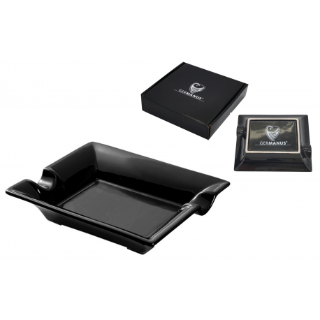 GERMANUS Porcelain Cigar Ashtray in Black Gold White Design