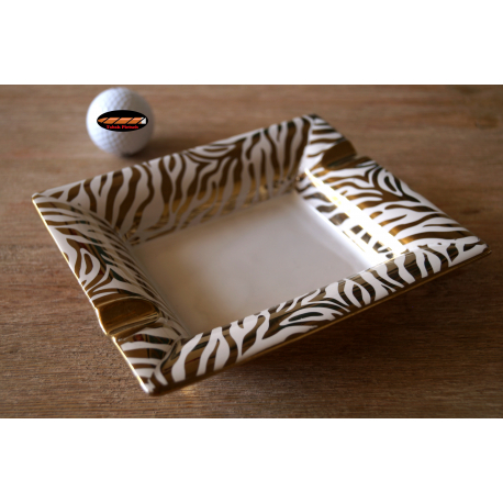 ANGELO Porcelain Cigar Ashtray "Zebra" in Black or White Golden Design