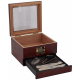 GERMANUS Zigarren Humidor Set mit Ascher und Cutter in braun für ca. 75 Zigarren