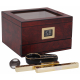 GERMANUS Cigar Humidor Set in Brown with Cutter and Ashtray for ca 75 cigars