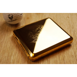 Cigarette Case with Genuine Gold - Made in Germany - Design Rose - Floral Engraving