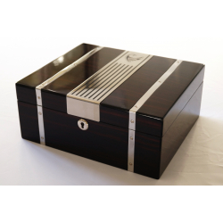 GERMANUS Cowling Cigar Humidor with metal inlays and Digital Hygrometer for ca 50 cigars