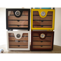 Humidor cabinet cube in yellow white brown black