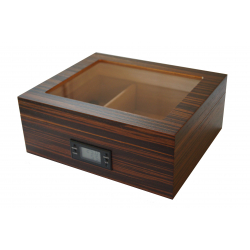 GERMANUS Ebenum Cigar Humidor with Digital Hygrometer for ca 50 cigars