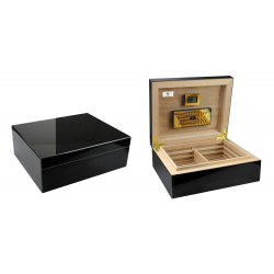 GERMANUS "Lunch Box" Cigar Humidor with metal inlays and Digital Hygrometer for ca 50-100 cigars