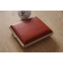 GERMANUS Cigarette Case Metal with Calf Leather Application - Made in Germany - Design Leather Ocher
