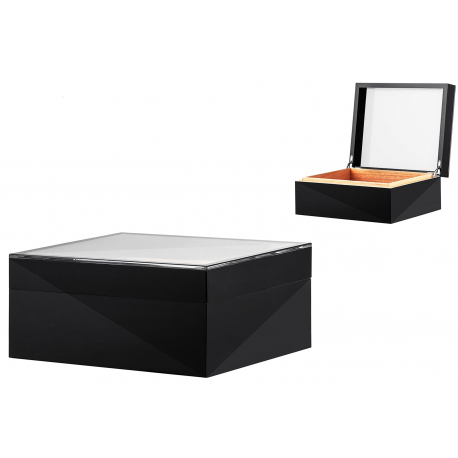 Humidor mit Glasdeckel mit Digitalem Hygrometer in schwarz, grün, orange