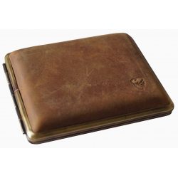 GERMANUS Cigarette Case Metal with Calf Leather Application - Made in Germany - Design Wild Bull