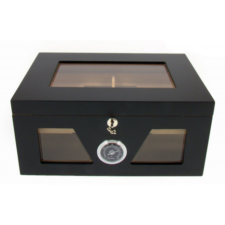 Humidor Chest with Windows on Side Black