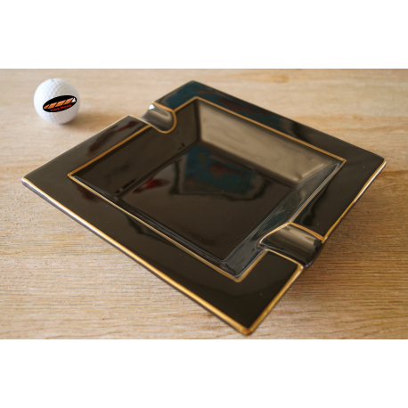 GERMANUS Porcelain Cigar Ashtray in Black Golden Design