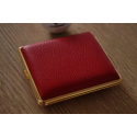2nd Choice: GERMANUS Cigarette Case Metal with Deer Leather Application - Made in Germany - Design Deer Leather Red Gold