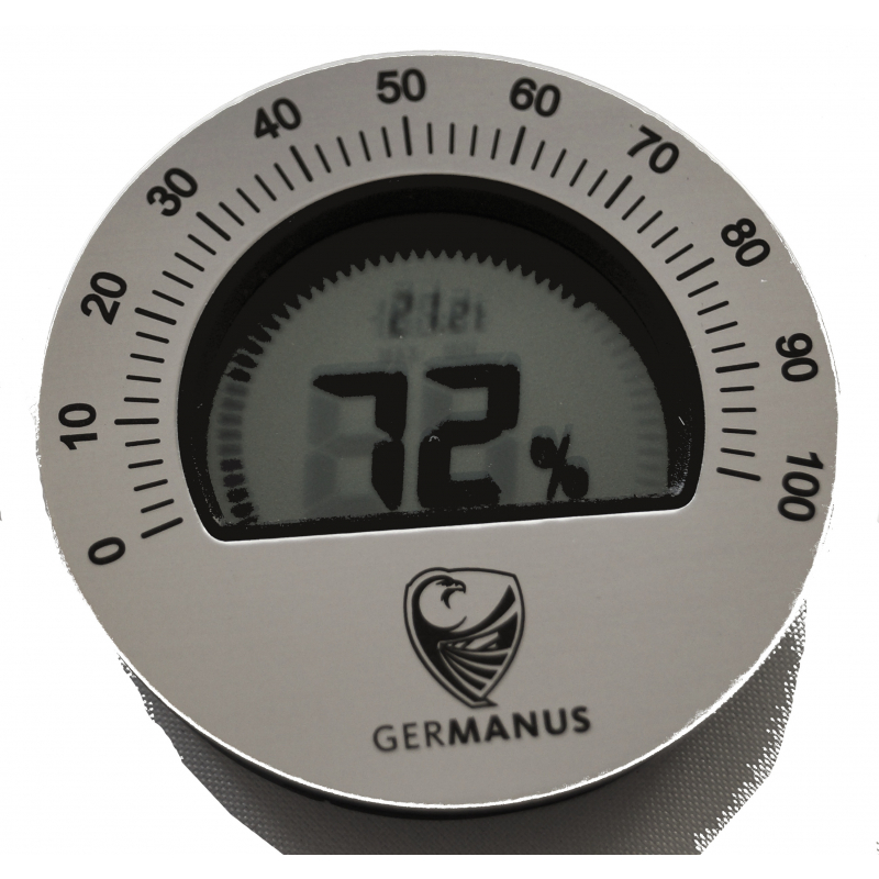 GERMANUS Calibratable Hygrometer for Humidor, digital - Round III