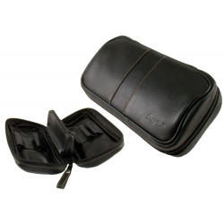 Pfeifentasche aus Leder für 2 Pfeifen in Schwarz und Braun  - Pfeifenbeutel