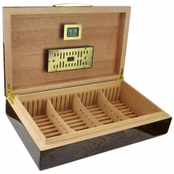 GERMANUS Licca Cigar Humidor with Digital Hygrometer and Metal Humidifier for ca 100 cigars
