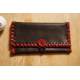 TObacco Pouch from Black Leather with Red Stitching