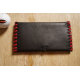 TObacco Pouch from Black Leather with Red Stitching