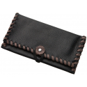 Tobacco Pouch from Black Leather with Grey Stitching