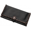 Tobacco Pouch from Black Leather with Grey Stitching
