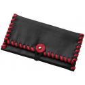 Tobacco Pouch from Black Leather with Red Stitching
