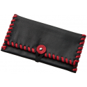 Tabaktasche in Leder, Schwarz mit Roten Nähten