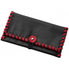 TObacco Pouch from Black Leather with Red Stitching