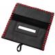 TObacco Pouch from Black Leather with Red Stitching