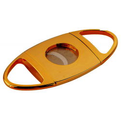 Large Gauge Quality Double Blade Cigar Cutter Gold Color in Case