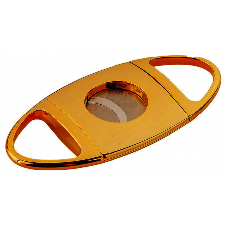 Large Gauge Quality Double Blade Cigar Cutter Gold Color in Case