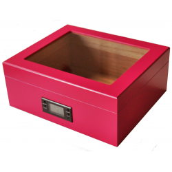 GERMANUS Rosa Zigarren Humidor mit Digital Hygrometer in Pink für ca. 50 Zigarren