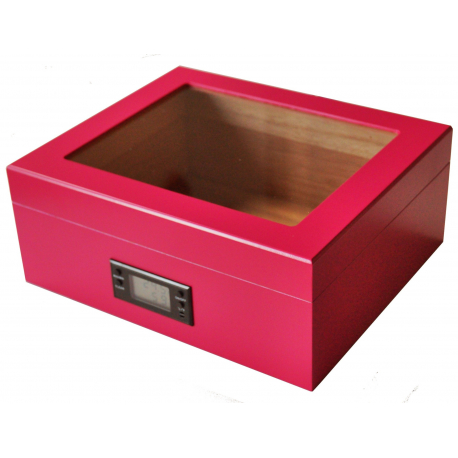 GERMANUS Rosa Zigarren Humidor mit Digital Hygrometer in Pink für ca. 50 Zigarren