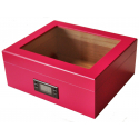 GERMANUS "Desk" Rosa Zigarren Humidor mit Digital Hygrometer in Pink für ca. 50 Zigarren