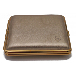 GERMANUS Cigarette Case Metal with Calf Leather Application - Made in Germany - Design Gold Leather
