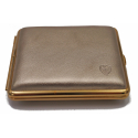 GERMANUS Cigarette Case Metal with Calf Leather Application - Made in Germany - Design Bright Gold Leather