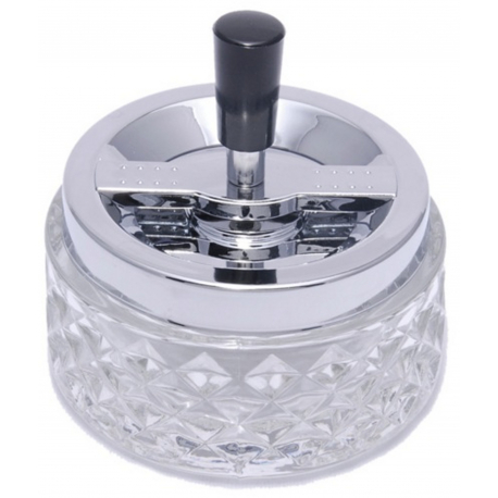 Ashtray with Rotatable Tray in Art Déco Style, transparent