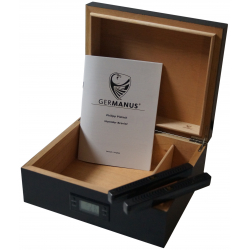 GERMANUS Schwarz Zigarren Humidor mit Digital Hygrometer in Pink für ca. 50 Zigarren