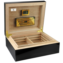 GERMANUS "Lunch Box" Zigarren Humidor mit Digital Hygrometer für ca. 50-100 Zigarren