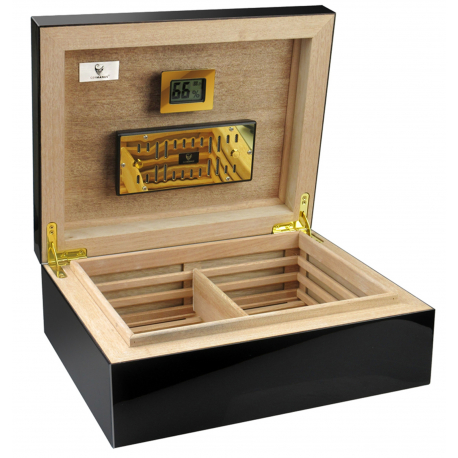 Special Offer - GERMANUS "Andium" Cigar Humidor with metal inlays and Digital Hygrometer for ca 100 cigars