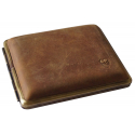 With Wear Marks: Cigarette Case Metal with Calf Leather Application - Made in Germany