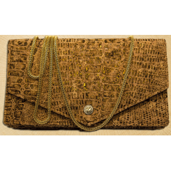 Kavatza Mary Jane Clutch Kork-Odile Tabak Handtasche