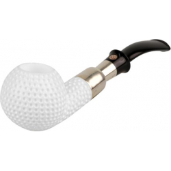 Meerschaum Tobacco Pipe - Unique handmade Pipe - "Golf Ball" with Silver Ring