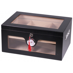 Humidor Chest with Windows on Side Black