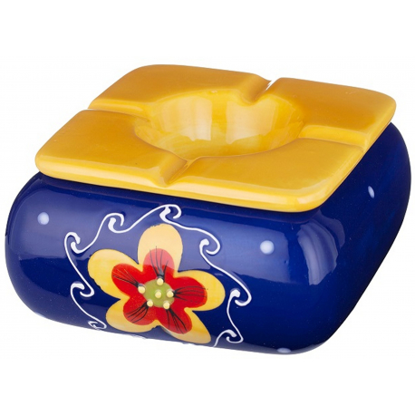 Ashtray with 120 mm diameter, wind proof with Flower Motif