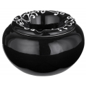 Ashtray with 120 mm diameter, wind proof in Black with White Ornaments