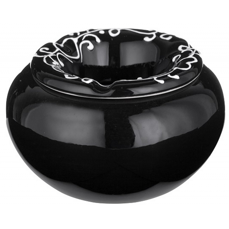 Windaschenbecher aus Keramik mit 12 cm Durchmesser in Schwarz